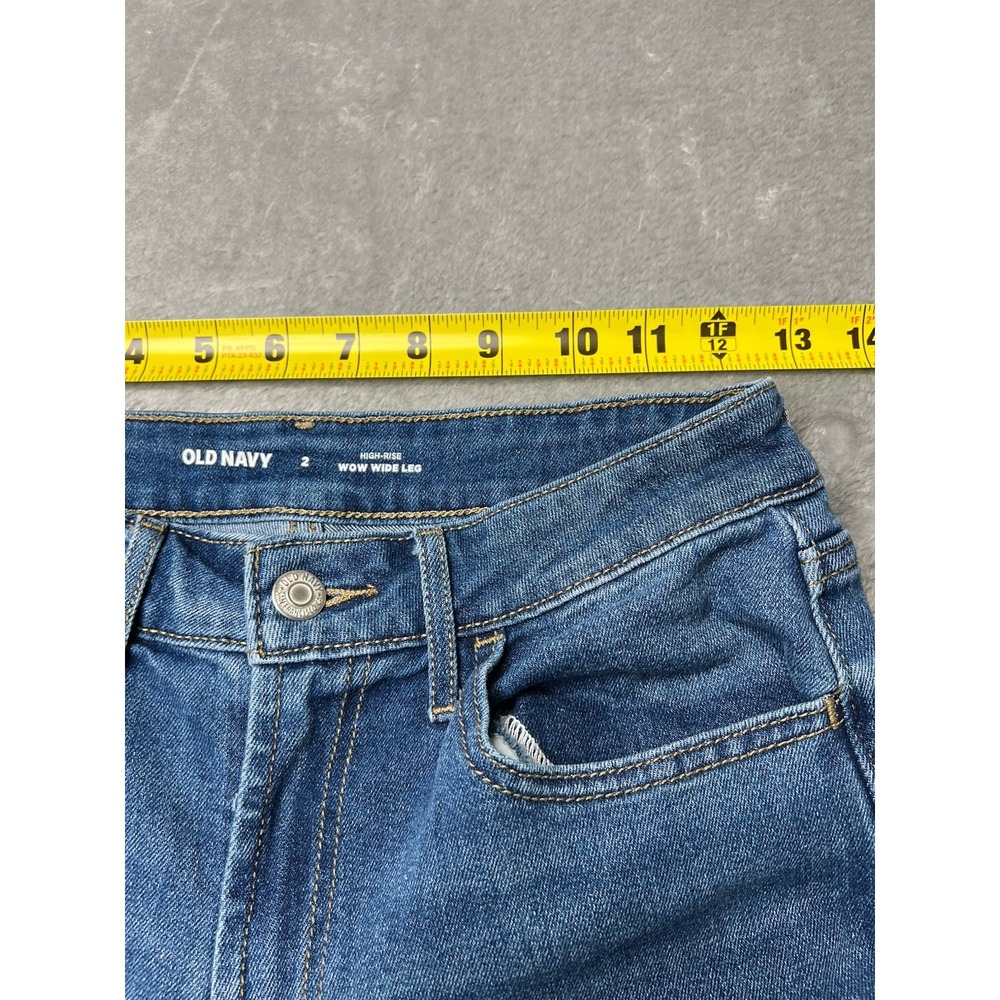 Old Navy Jeans Women Size 2 Wide Leg Mid-Rise Wow Baggy Cotton Denim Pockets - Picture 3 of 6